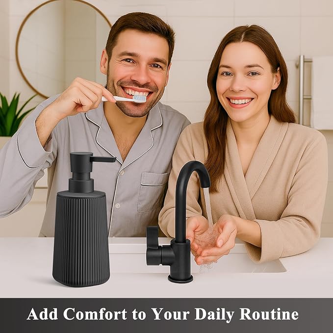 Black Hand Soap Dispenser for Bathroom and Kitchen | No Rust Pump Refillable - Image 3