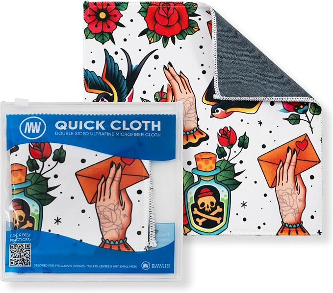 Microfiber Wholesale Quick Cloth Glasses Cleaning Cloths 8x8 Tattoo 1-Pack | by MicrofiberWholesale