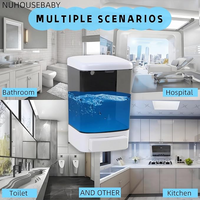 Manual Soap Dispenser Wall Mounted 33.8oz Bathroom Commercial | Durable ABS - Image 3