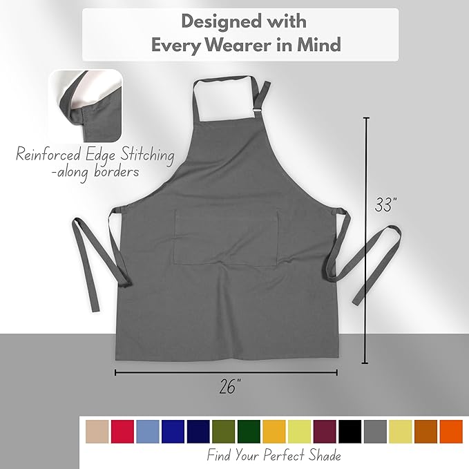 Native Fab Kitchen Apron 2 Pack - 100% Cotton Adjustable, Durable Apron with Pockets, Perfect for Cooking, Baking, Grilling