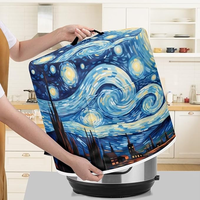 Flashideas Van Gogh Starry Night Pressure Cooker Cover with Storage Pocket Compatible with 8 10 Quart Instant Pot, Durable Rice Cooker Air Fryer Accessories, Waterproof Kitchen Appliances Dust Cover