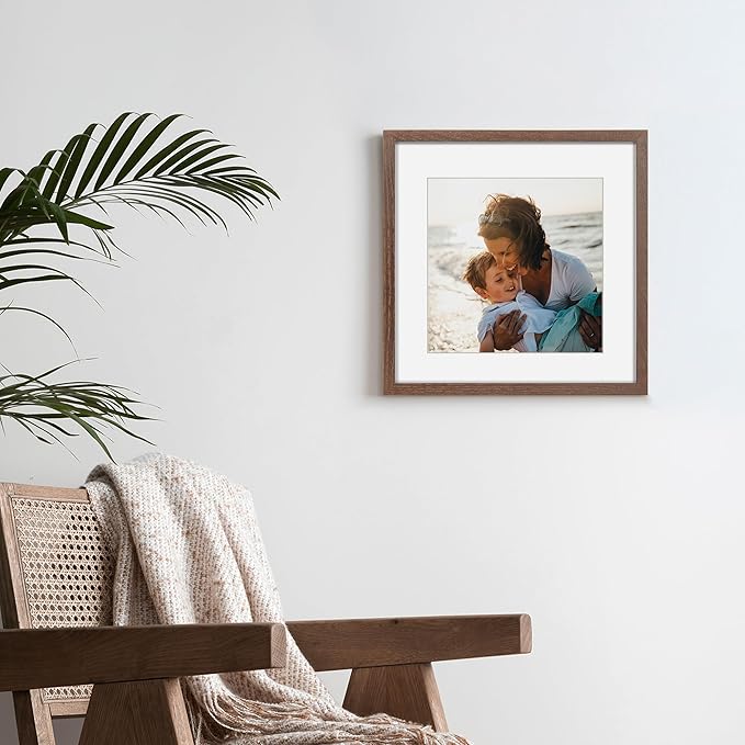 Fun Memories 12x12 Picture Frame Set of 3, Rustic Walnut Oak Wood Frame 12 x 12 with Tempered Glass, Wall Collage Frame 12 by 12