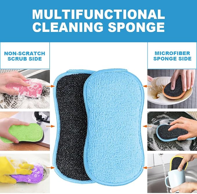 HOMEXCEL Dish Sponge 6 Pack, Microfiber Kitchen Sponges - Image 3
