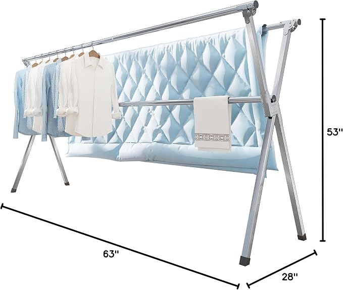 Vikaqi Clothes Drying Rack 63 Inches Folding Indoor Outdoor, Drying Rack - Image 7