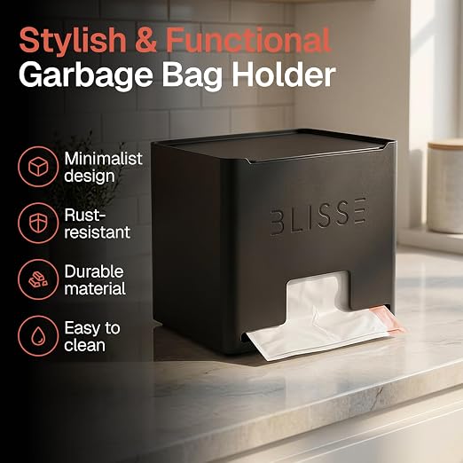 Blisse Trash Bag Holder Dispenser, Heavy-Duty Steel, Under Sink Kitchen Storage - Image 5