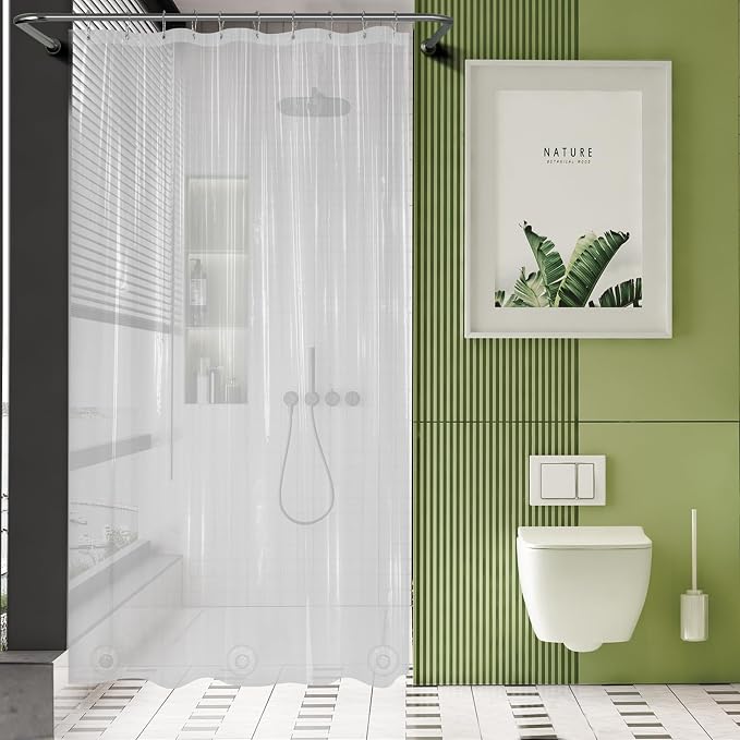 AmazerBath Long Stall Shower Curtain 60x84 Inches, Premium PEVA Heavy Duty by AmazerBath