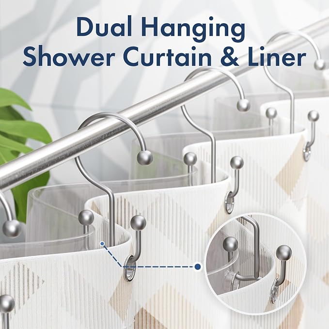 Bathway Shower Curtain Hooks Silver Shower Curtain Rings, Metal Shower Hooks - Image 4