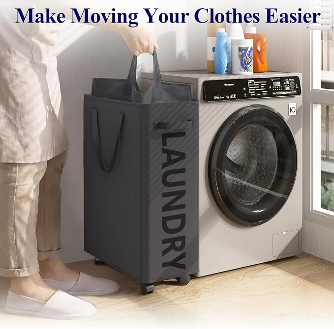 Optish 50L Slim Rolling Laundry Basket - Image 5