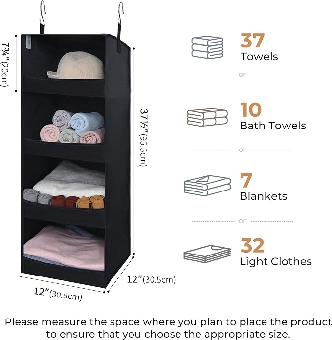 GRANNY SAYS 4-Shelf Hanging Closet Organizer, Foldable Storage, No-Sag Support - Image 3