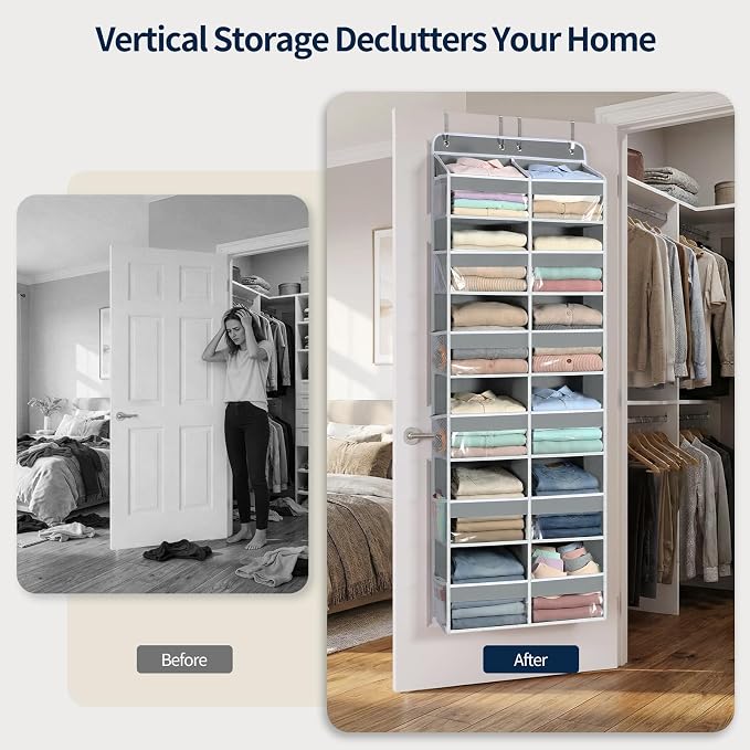 Yecaye Over The Door Organizer, 6 Tier Extra Large Behind Door Storage of 12 - Image 7