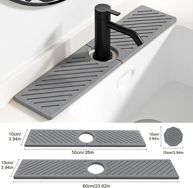 Stone Faucet Mat for Kitchen Sink, Absorbent Drying Mat | Fast Drying Sink - Image 6