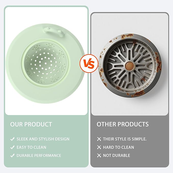 Li&Zhao Kitchen Sink Drain Strainer - 4 PCS Silicone Sink Strainer Drain Stopper Sink Plug 4.6˝ Diameter Rim Drain Catcher Kitchen Sink Drain Filter Basket (4 Colors)