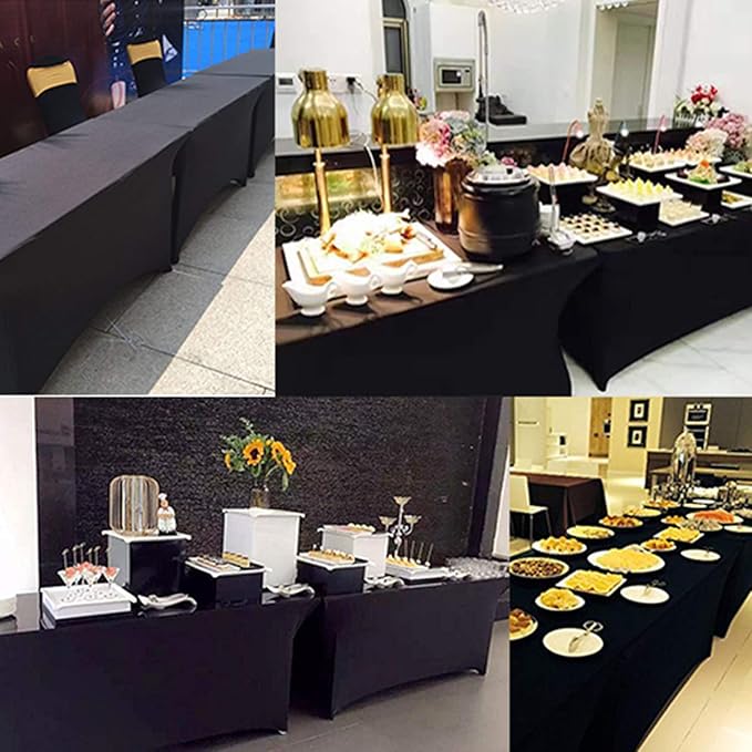 RELIANCER 2 Pack Stretch Spandex Table Covers for Rectangular Tables,6FT Elastic Fitted Tablecloth,Universal Rectangular Table Cloth Protector for Outdoor Party,Wedding,Bar,Birthday,Banquet,Events