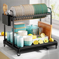 Sakugi Dish Drying Rack 2-Tier 16.7" x12.7" x15.8" Black Double Rod | Kitchen by Sakugi