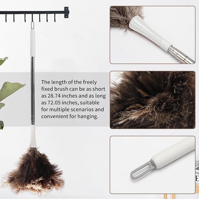 Feather Duster, Ostrich Feather Duster Replacement Head, Reusable Ostrich - Image 3
