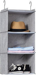 Hanging Closet Organizer 3-Shelf, Oxford Linen Wardrobe Storage, shoes & by DonYeco