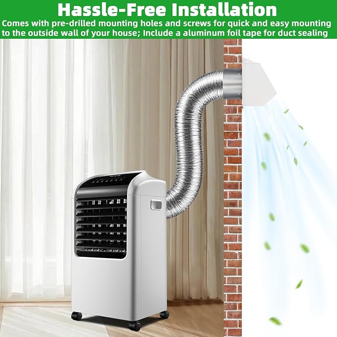 6 Inch Hooded Wall Vent with Screen and Damper,Dryer Vent Cover Outside Exhaust Vent Cover Cap,Wall Mount Extractor Vent Exterior Wall Vent Hood for House Range Hood Laundry Bathroom Fan Duct Air Vent