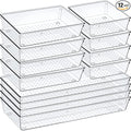 12 Pack Clear Plastic Drawer Organizer Set, Acrylic Non Slip Non Cracking by Criusia