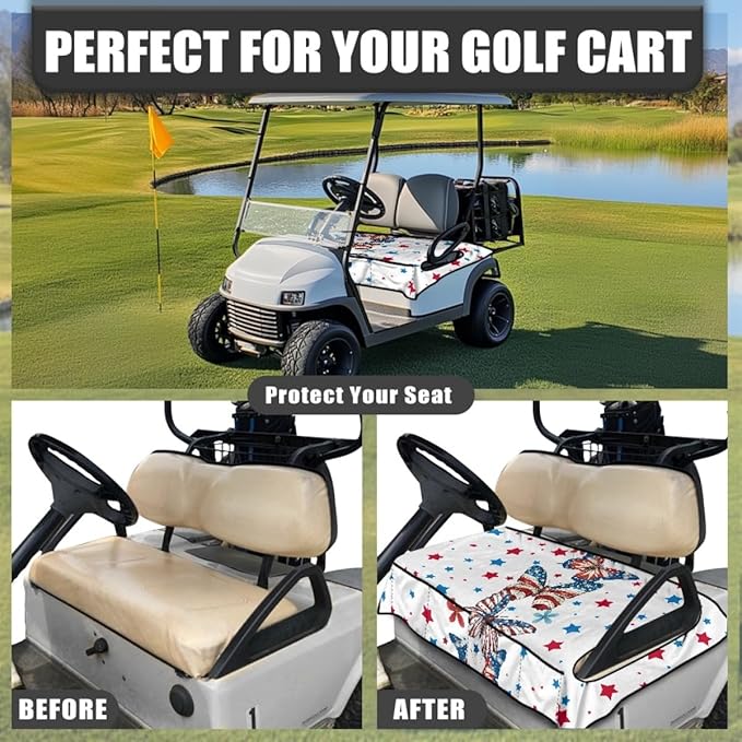 Golf Cart Seat Cover Cushion with Comfortable Microfiber Fabric and Secure Fit for Long Outdoor Rides
