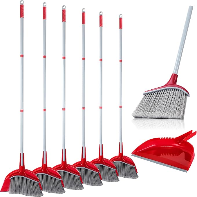 6 Pcs Broom and Dustpan Set, 54 Inch Indoor Angle Broom | Kitchen Cleaning by Meanplan