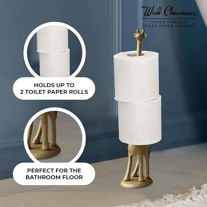 WallCharmers Gold Paper Towel Holder, Metal Toilet or Kitchen Paper Holder - Image 5