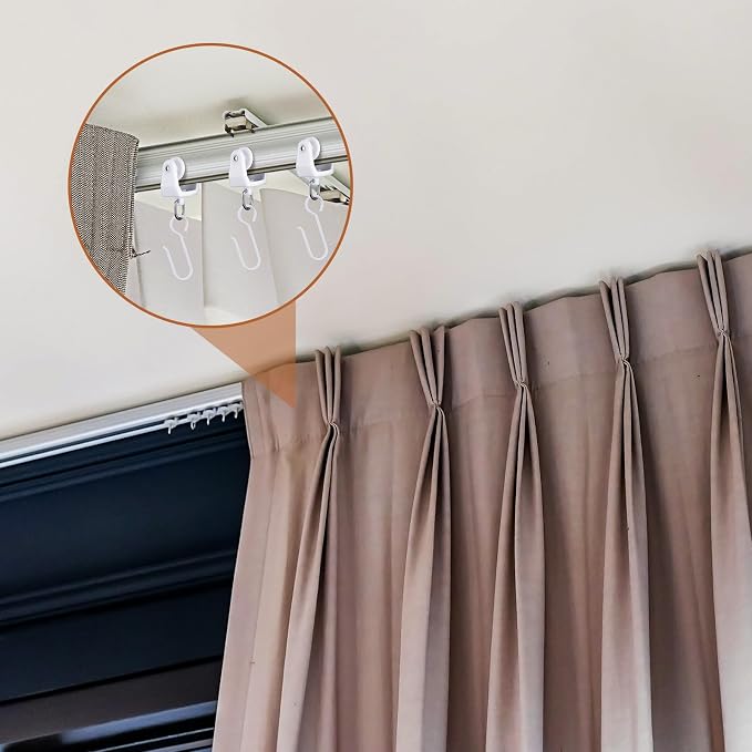 Jetec 120 Pcs Curtain Track Hooks Rollers Ceiling Mount S Hooks, Straight - Image 6