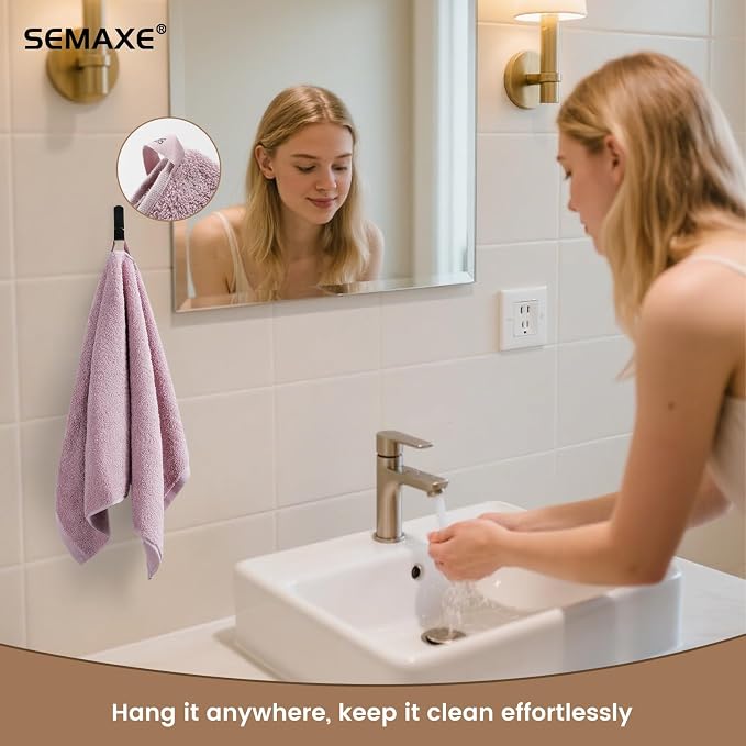SEMAXE 12-Pack Purple Cotton Hand Towels - Image 5