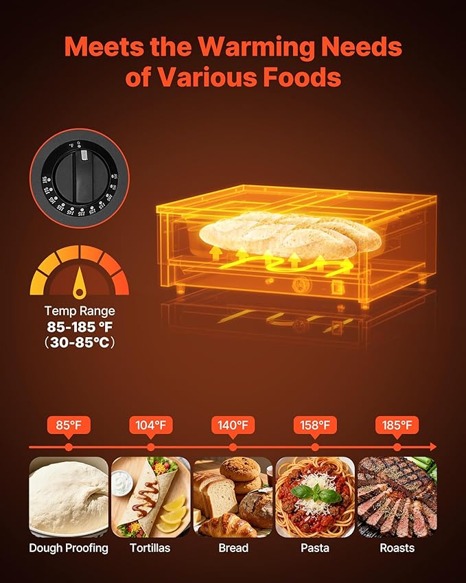 VEVOR Commercial Electric Drawer Warmer, Single-Drawer Stainless Steel Food Warmer, Freestanding Compact Warming Drawer Cabinet, 85°F–185°F Wide Temperature Range, for Restaurant, Hotel & Bakery