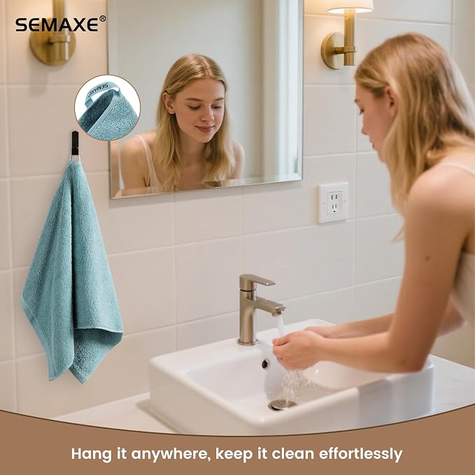 SEMAXE 6-Pack Blue Cotton Hand Towels - Image 5