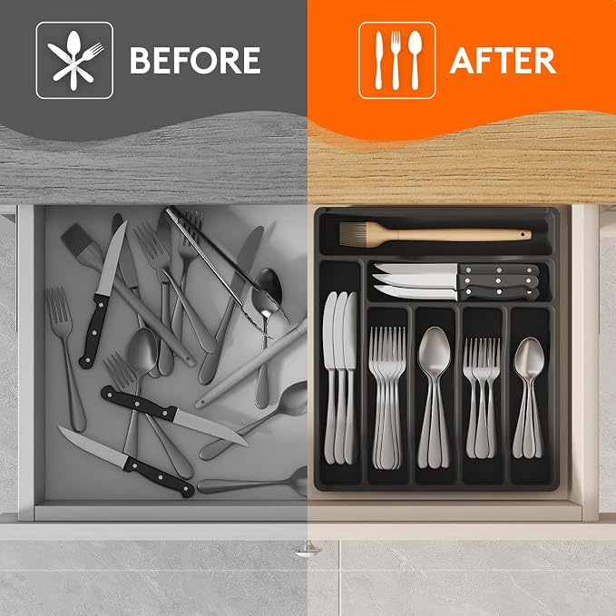 Lifewit Silverware Drawer Organizer Tray, Cutlery Storage - Image 7
