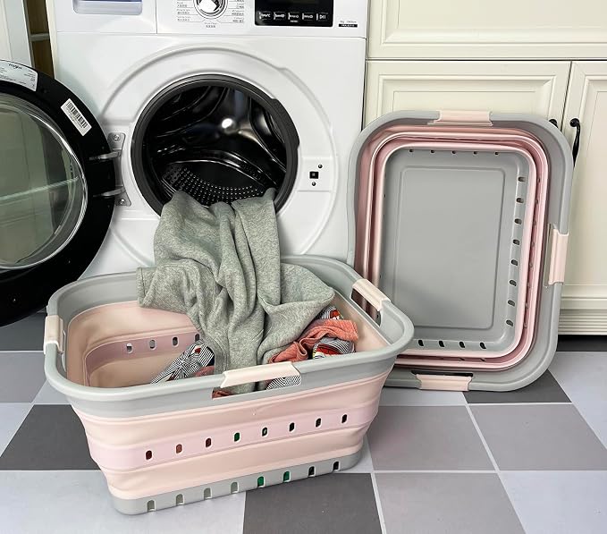 SAMMART 42 Collapsible Plastic Laundry Basket, Foldable Pop Up Storage - Image 2