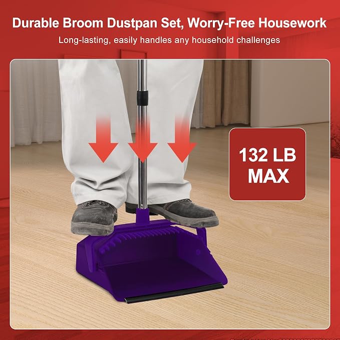 Broom and Dustpan Set for Home, ZeroGap Lip, Upright Storage Broom Combo for - Image 3