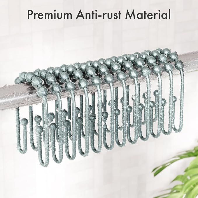 AmazerBath Shower Curtain Hooks, Lightcyan Shower Curtain Rings, Shower Curtain - Image 4