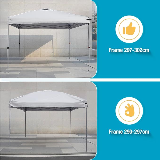 10x10 Canopy Replacement Top Cover with Air Vents for ez up Pop up Canopy Gazebo Tent, with Adjustable Strap, Waterproof & Anti-UV for Outdoor Shade (Frame Not Included) (White)