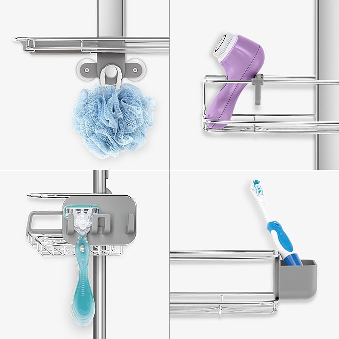 simplehuman Adjustable and Extendable Shower Caddy Large, Stainless Steel and - Image 2