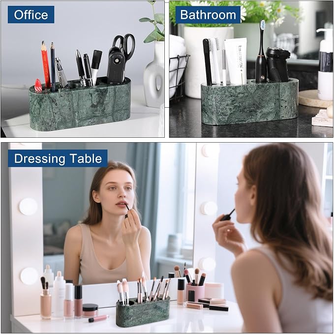 BCS Toothbrush Holder for Bathrooms, 6 Slots Marble Toothbrush Organizer - Image 6