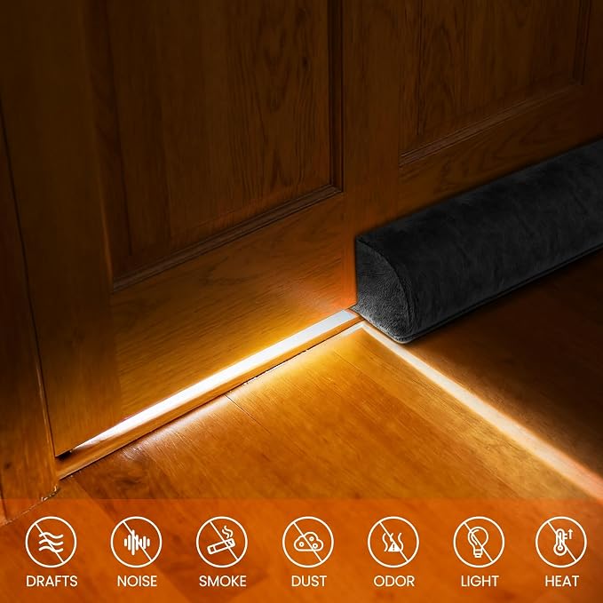 GDHOMM Door Draft Stopper, Door Sweep Noise Blocker Door Draft Guard - Image 2
