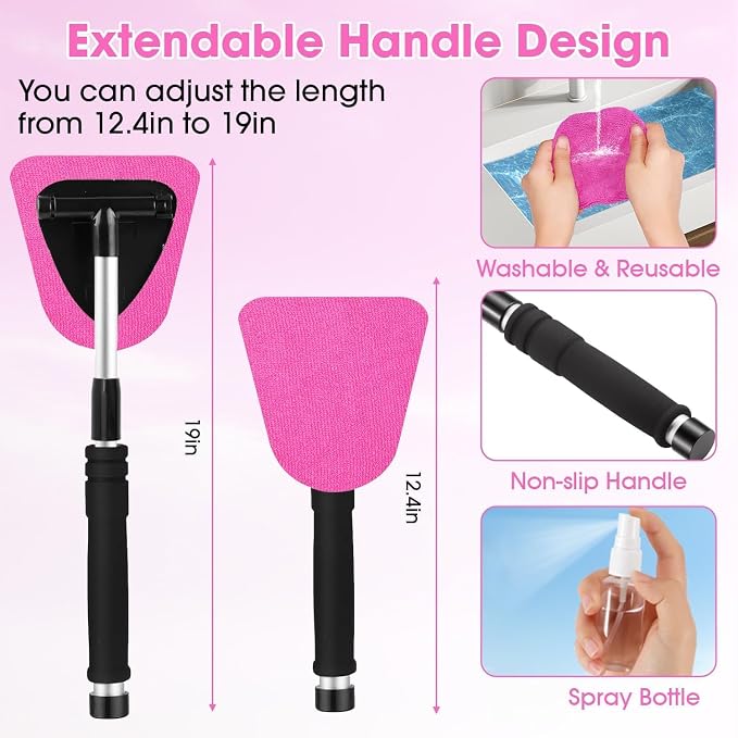 Pink Windshield Cleaner Tool, Car Interior Cleaning Kit - Image 5