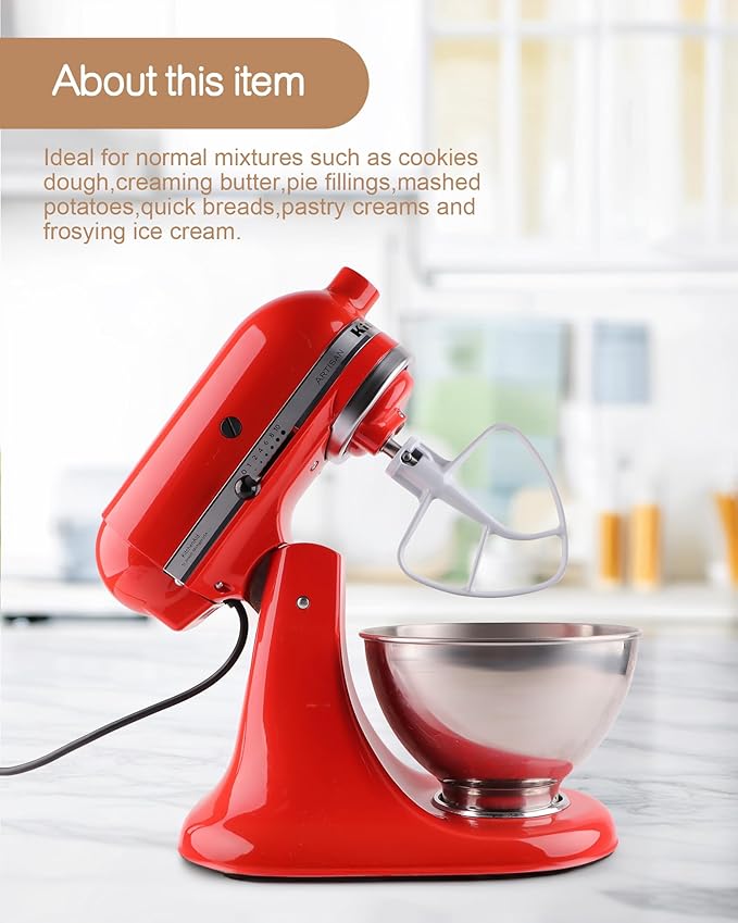 MEET JUICE K45B Metal Beater with Non-Stick Coating, Compatible with KitchenAid 4.5-5 Quart Tilt-Head Stand Mixer
