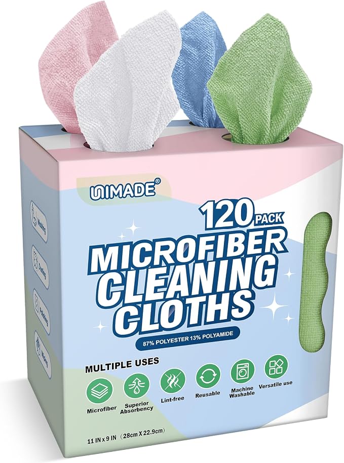UNIMADE Microfiber Cleaning Cloth, 120 Pack Microfiber Towels by Unimade