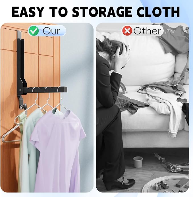 4 Pack Over The Door Hanger Folding Clothes Drying Rack, Folding Hanging Coat - Image 7