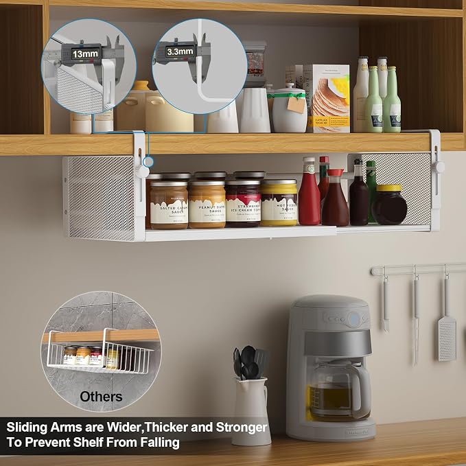 AmonHouseware 2Pack Expandable Under Shelf Storage Basket Organizer - Image 5