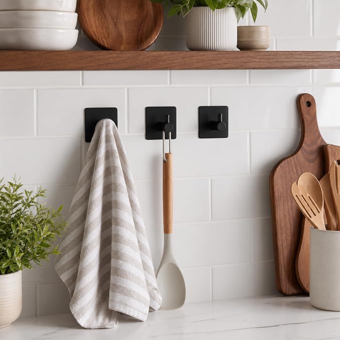 4 Pack Adhesive Towel Hooks, Heavy Duty Stainless Steel No Drill - Image 5
