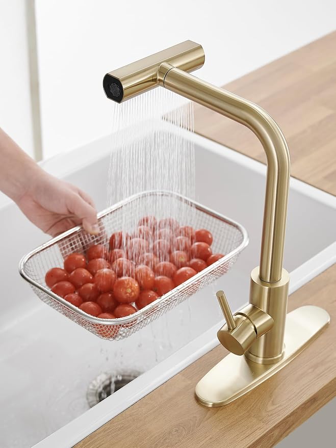 Gold Kitchen Faucets with Pull Down Sprayer, Waterfall Kitchen Sink Faucet - Image 4