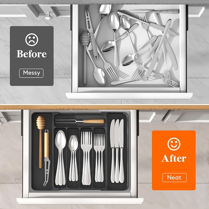 Lifewit Silverware Organizer for Drawer, Expandable Utensil Tray | BPA-free - Image 6