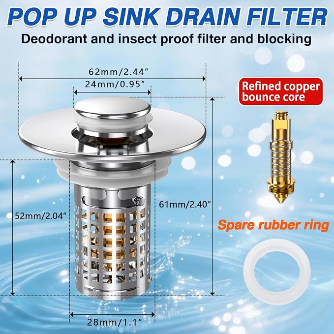 Sink Stopper Hair Catcher, Pop-up Sink Drain Strainer - Image 8