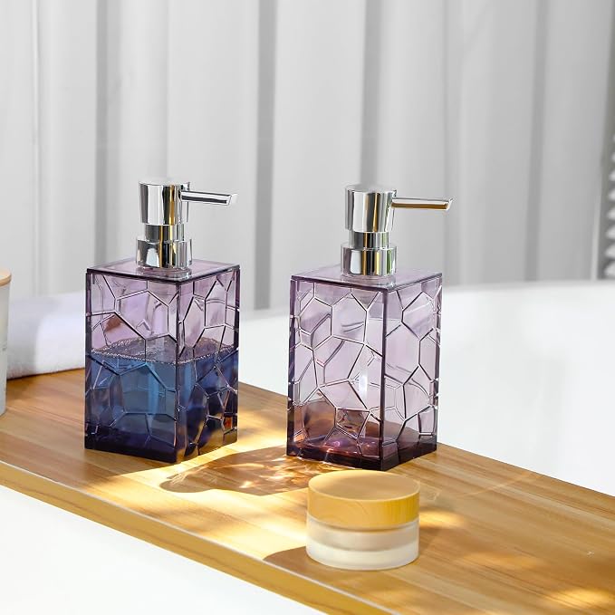 Clear Acrylic Pump Bottle Refillable Lotion Soap Dispenser 10oz Purple | - Image 6