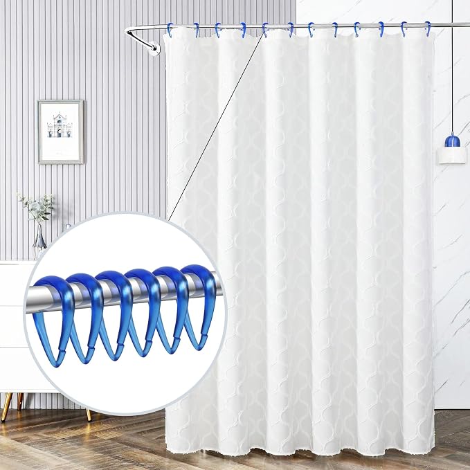 Top-spring Blue Shower Curtain Hooks 12Pcs Drop Shaped Hooks - Image 7