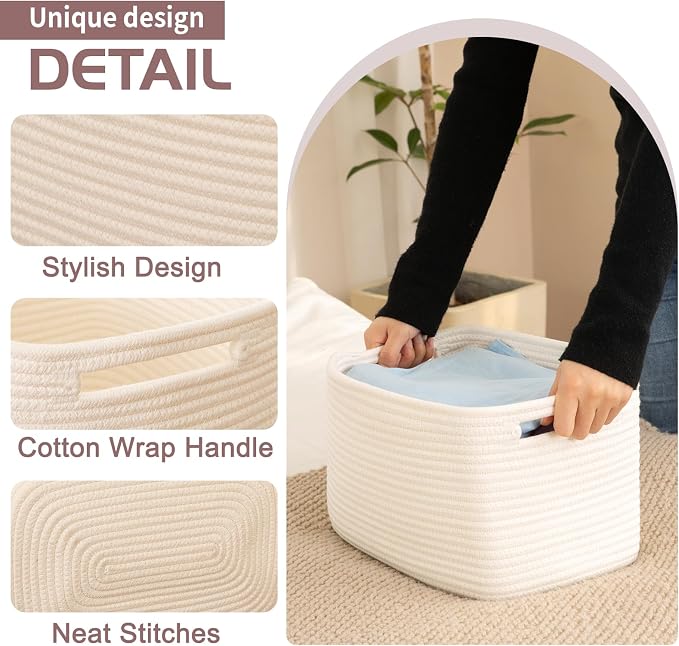 OIAHOMY 4 Pack Storage Baskets for Organizing 24L Cube Storage Bins White - Image 2