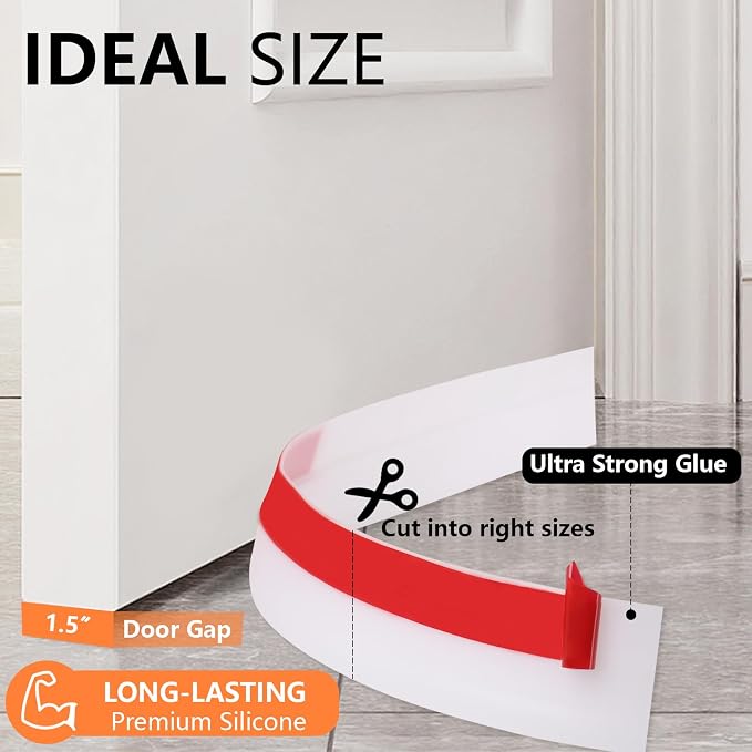 4Pcs Door Draft Stopper, Under Door Sweep Adjustable Weather Stripping Door Seal - Image 3